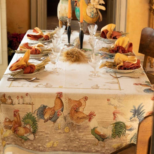 Скатерть Tessitura Toscana Telerie ROOSTERS CREAM 170х270 Артикул: 83119 DolceNoce фото 2